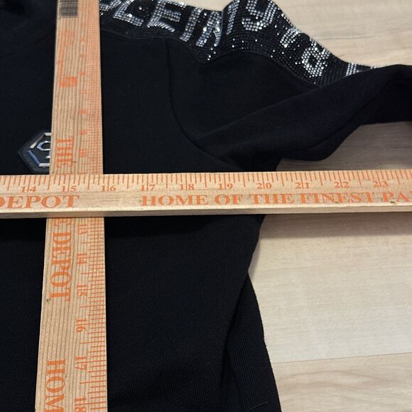 Philipp Plein Men XXL Track Jacket Mockneck Full Zip Crystal Spell out Black - Picture 10 of 14